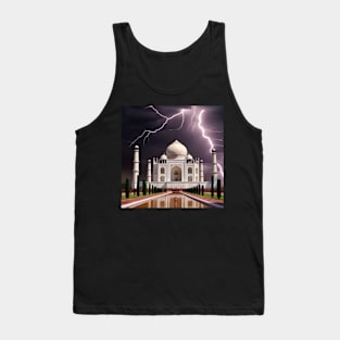 Iconic World Landmarks During A Thunderstorm : Taj Mahal India Tank Top